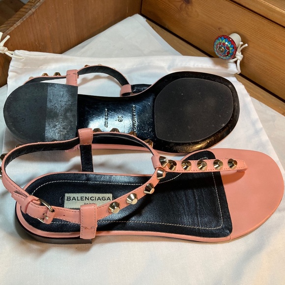 BALENCIAGA THONG PINK LEATHER SANDALS rockstud 8 - Picture 9 of 9